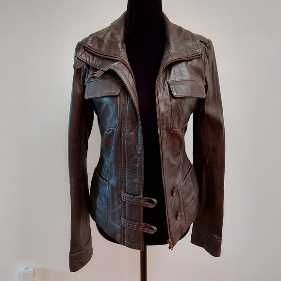 Danier Brown Leather jacket - Picture 1 of 7